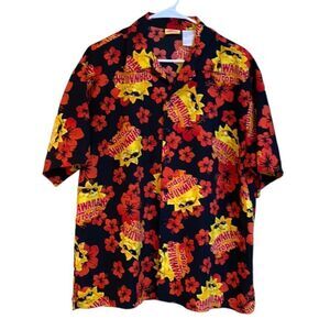 Hawaiian Tropic Print Button Up Men’s Shirt Size Large